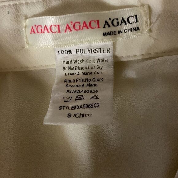 Agaci Gold Studded Collar Sheer Cream Color Front Button Pocket Roll Sleeve - Picture 8 of 9